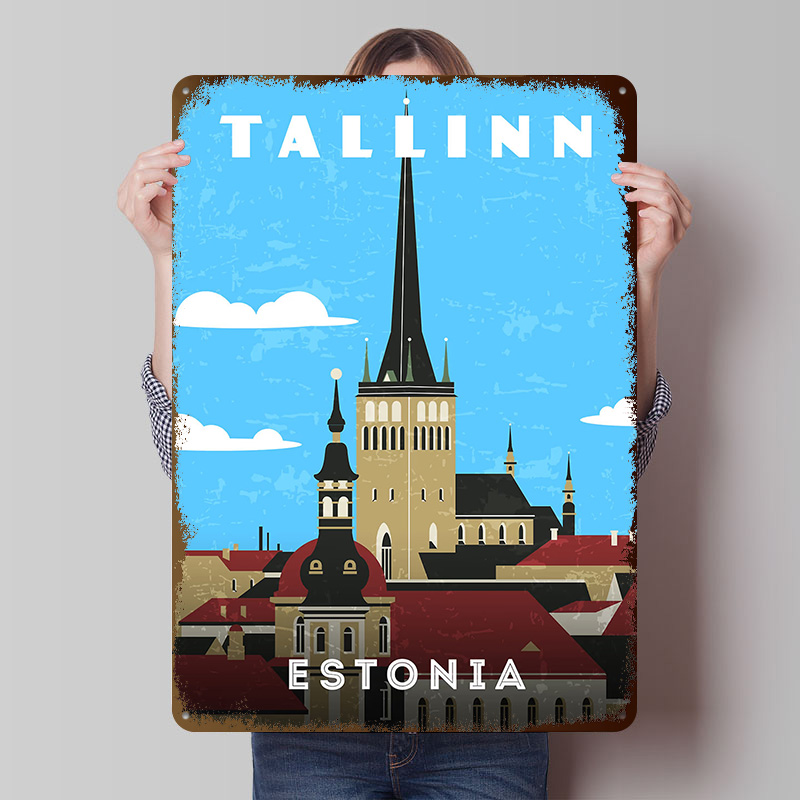 Travel Accessories Europe - Póster de viaje retro de Estonia,