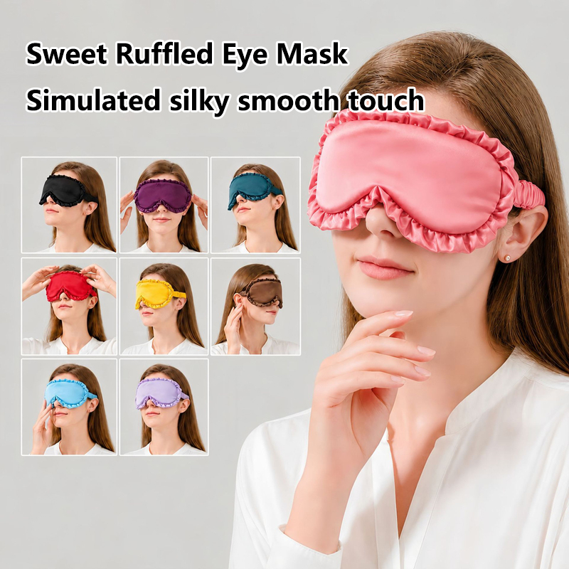 Travel Accessories Eye Mask - Antifaz de Seda Sintética con Volantes