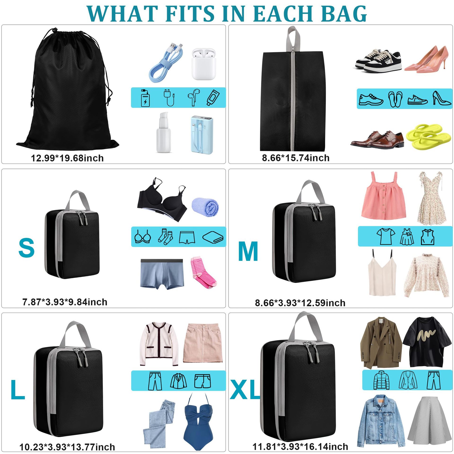 Juego de 6 Cubos de Compresión - Travel Accessories Organiser reseña y precio